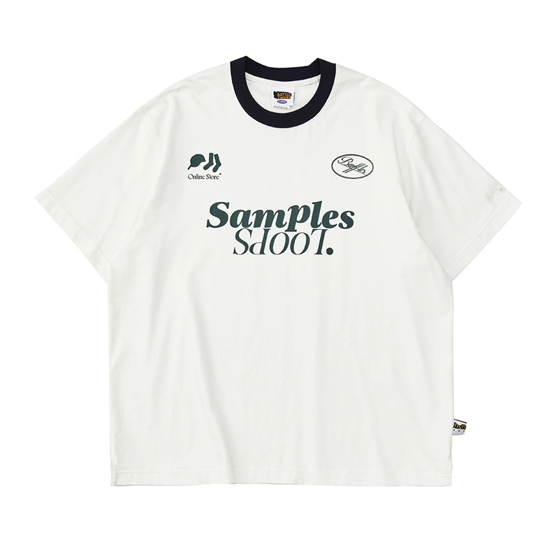 Battles Contrasting Neckline Double Yarn Retro Tee