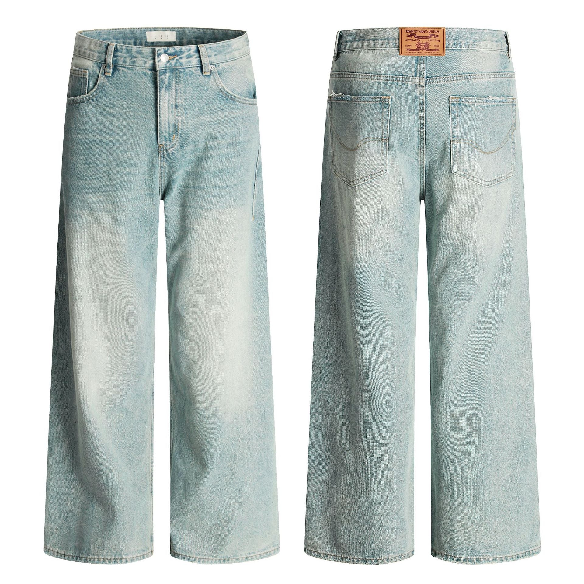 11KN Retro Cat Beard Loose and Skinny Jeans