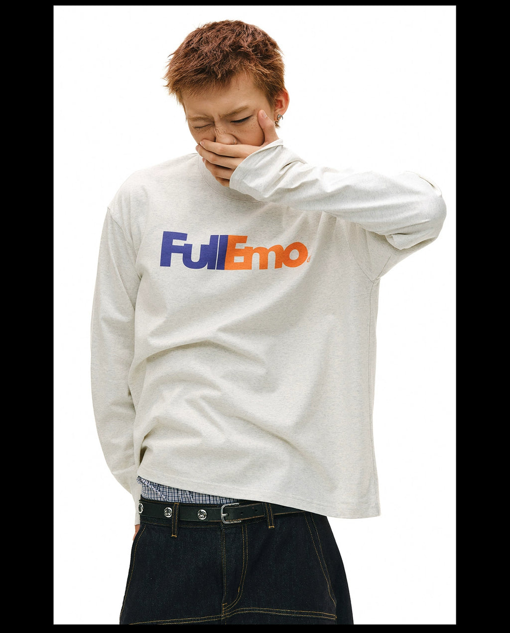 NOVACAM Retro Alphabet Print Fun Spoof Logo Long Sleeve