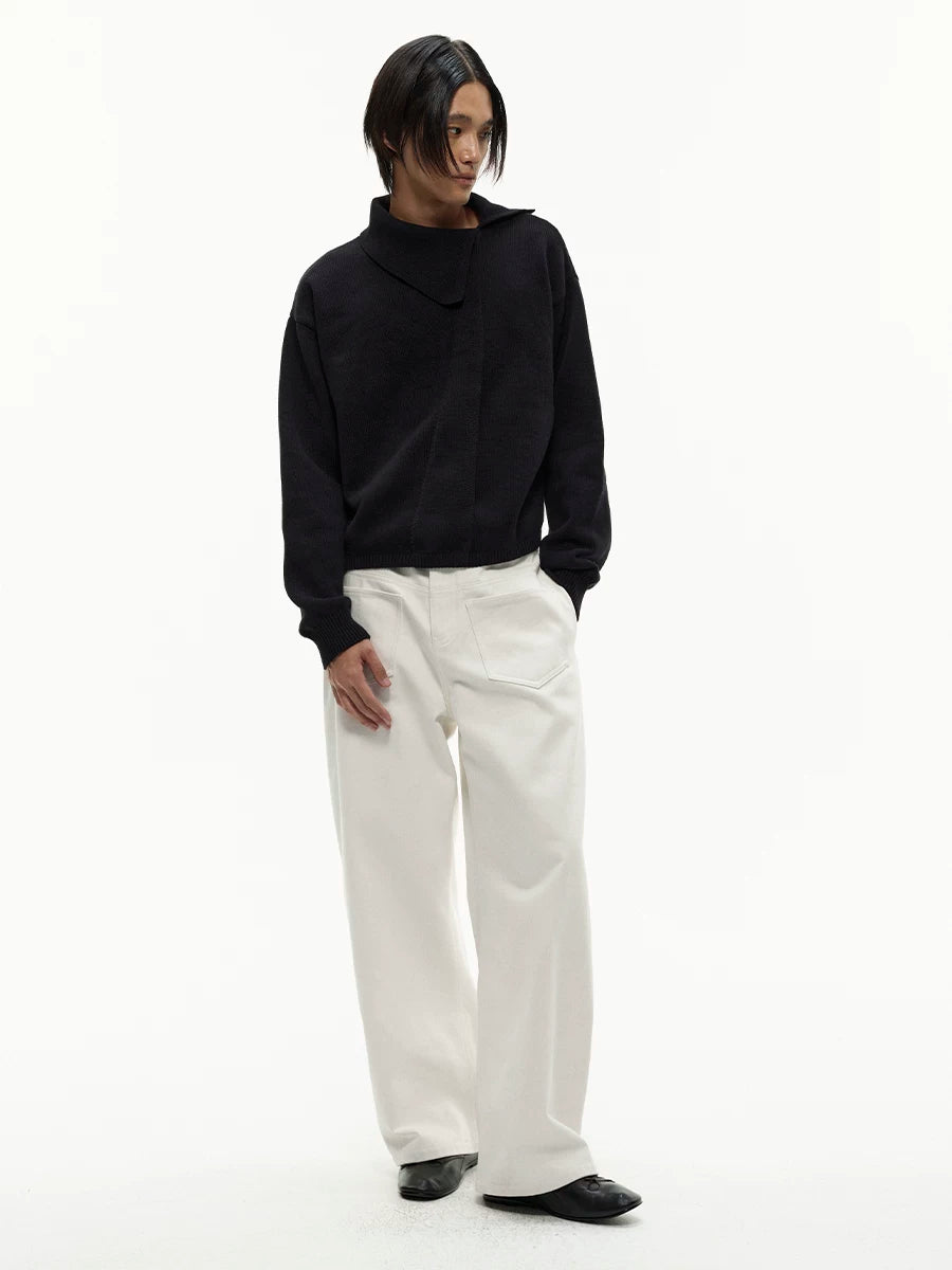 JCAESAR Casual Warm Diagonal Neck Sweater