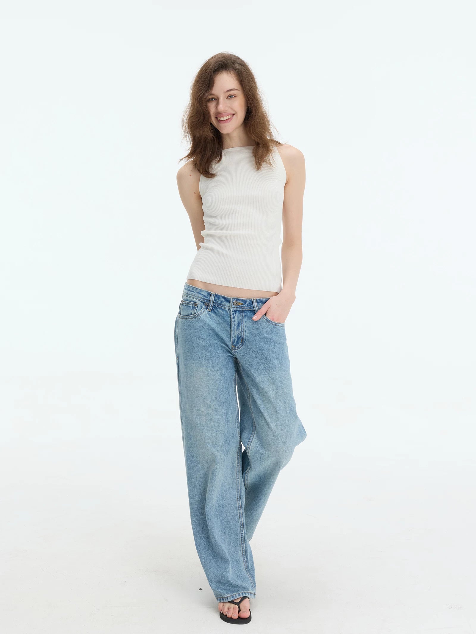 Veryrareme Lyocell Linen Ribbed Racerback Tank Top