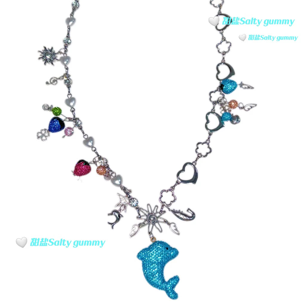 Salty gummy Handmade Dolphin Paradise Pendant Necklace