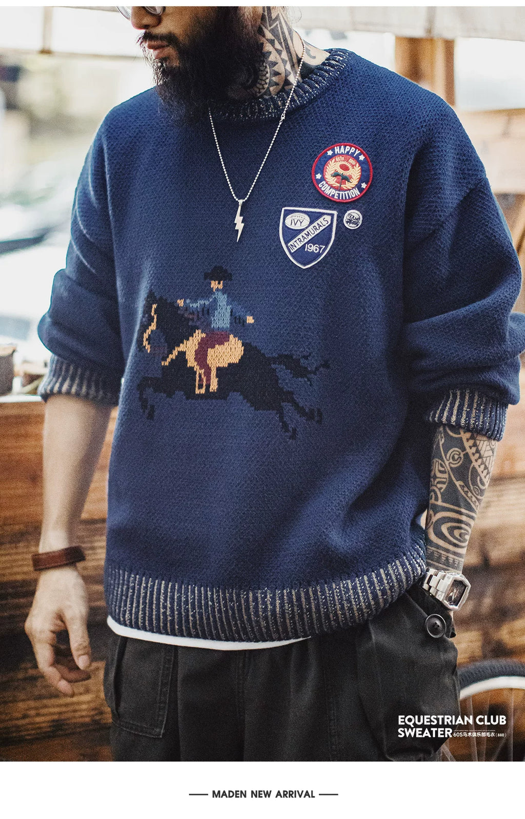 Madden Equesrtrian Club embroidery warm knitted sweater