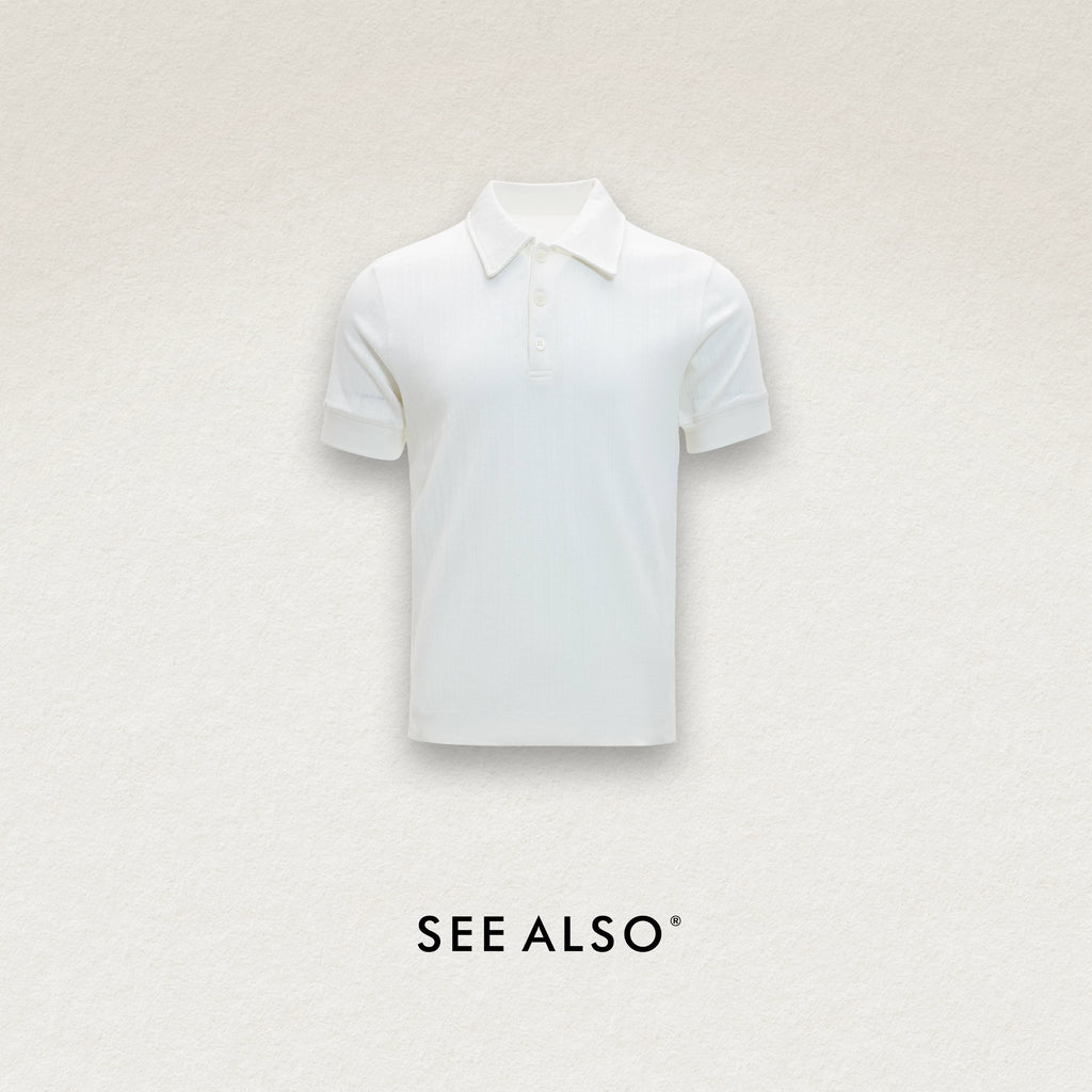 SEE ALSO Heavyweight Vertical Stripe Textured Knit Polo Shirt