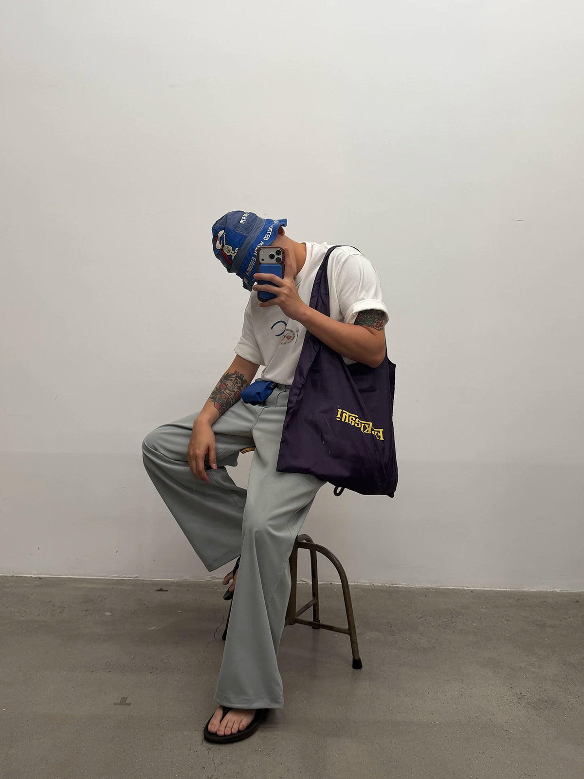 SUPERTOFU Purple Nylon Zip-Top Tote