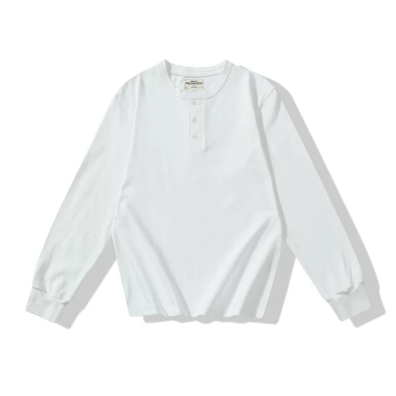 PrintAce Vintage Henry Collar Loose Shoulder Long Sleeves