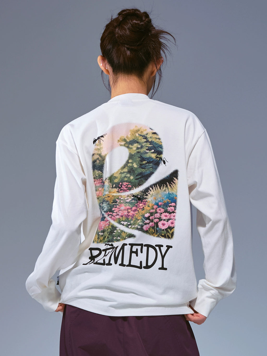 Remedy Flower Sea Insect Embroidery Loose Casual Long Sleeve