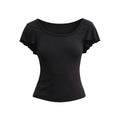 JCAESAR WOMEN Modal-Spandex Lace-Trim V-Neck Tee