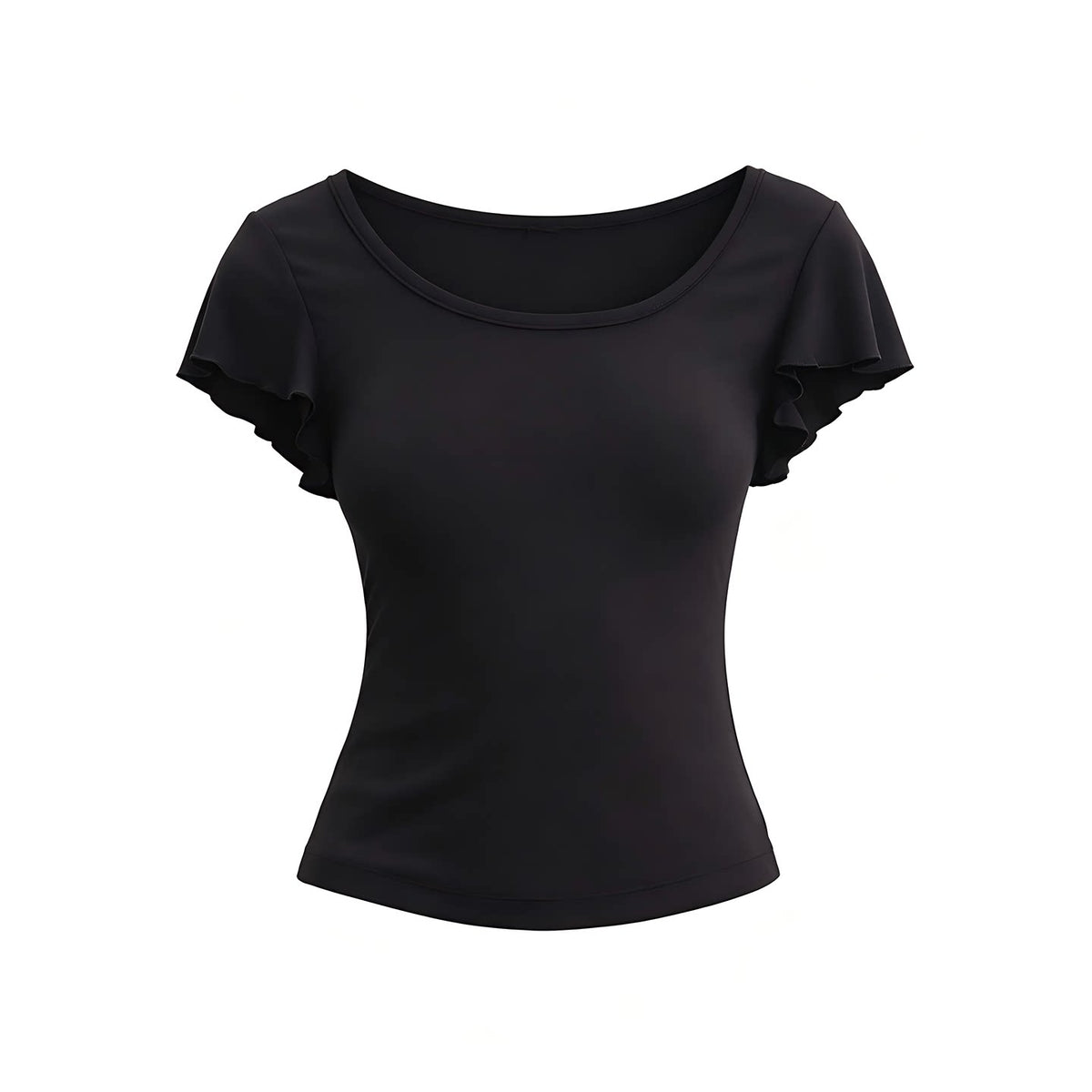 JCAESAR WOMEN Modal-Spandex Lace-Trim V-Neck Tee