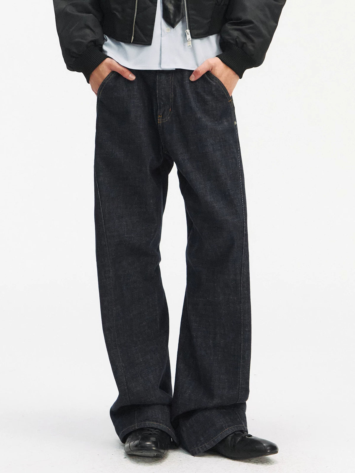 TAICHIISM Mottled Raw Denim Engineer Slim-Fit Trousers