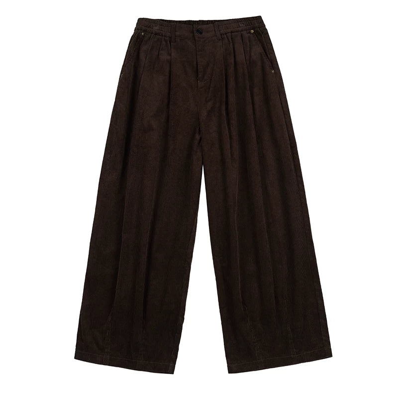 NOEARS Navy Corduroy Wide-Leg Breathable Cargo Pants