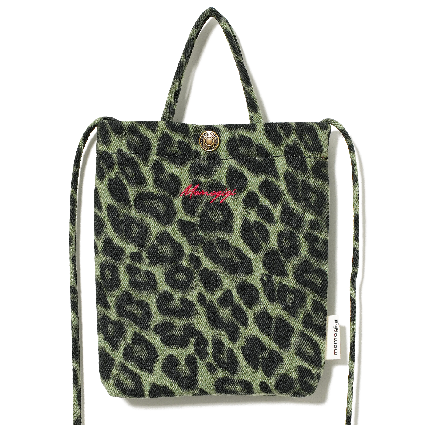 Momogigi Vintage Leopard Print Canvas Crossbody Small Square Bag