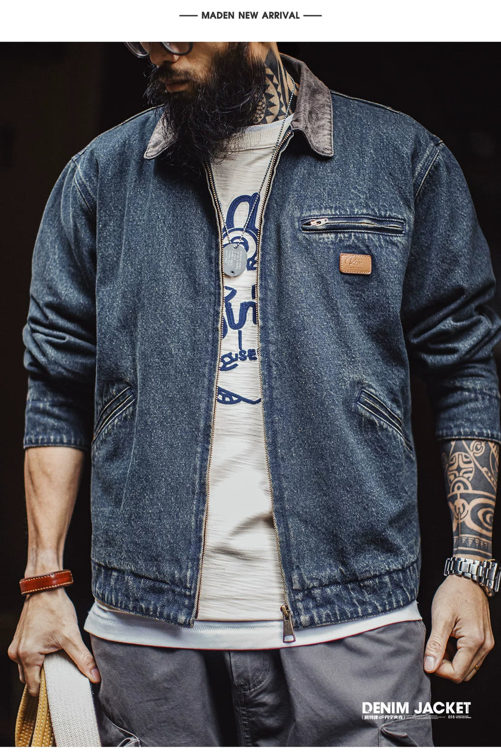 Madden Vintage Denim Detroit Casual Lapel Jacket