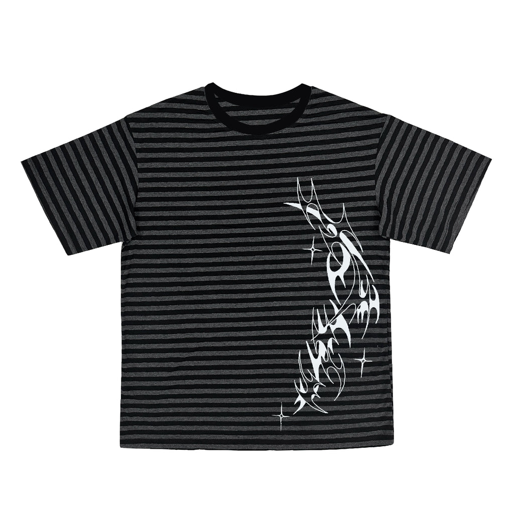 Wetbody Striped Casual Loose Tee