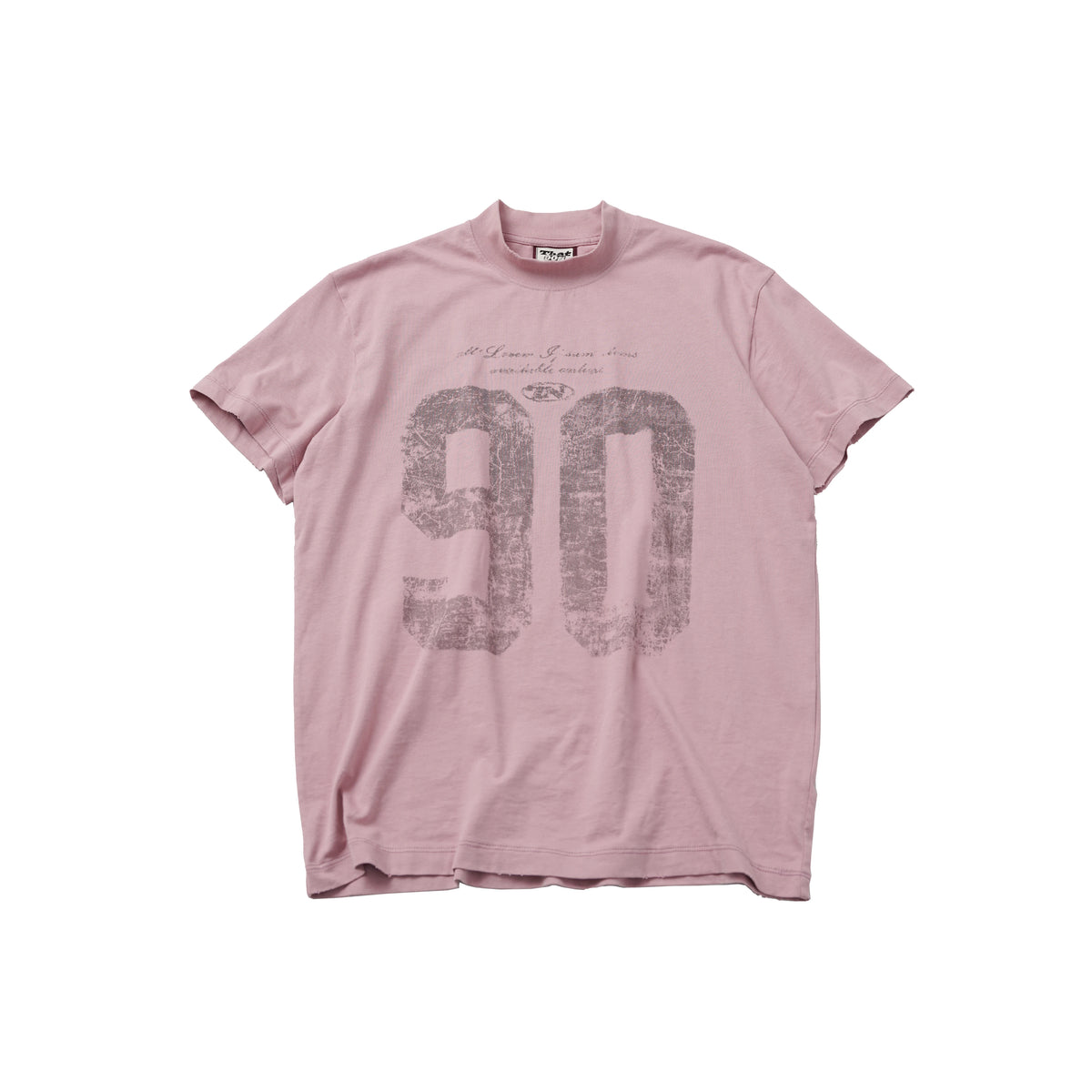 TH90 CREW Vintage Sports Print Washed Comfortable Drape T-Shirt