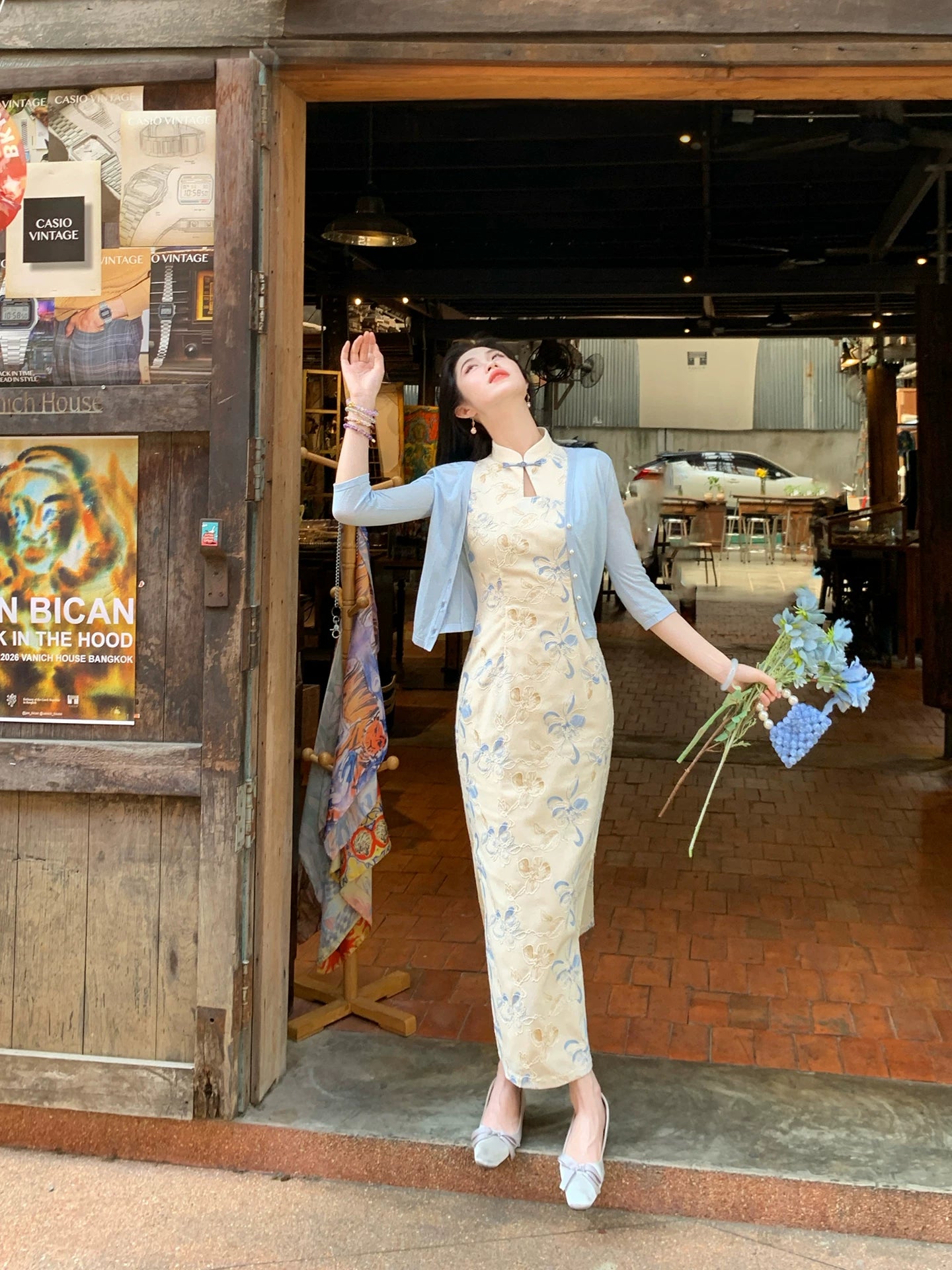 ZIHE New Chinese Embroidered Cheongsam Dress