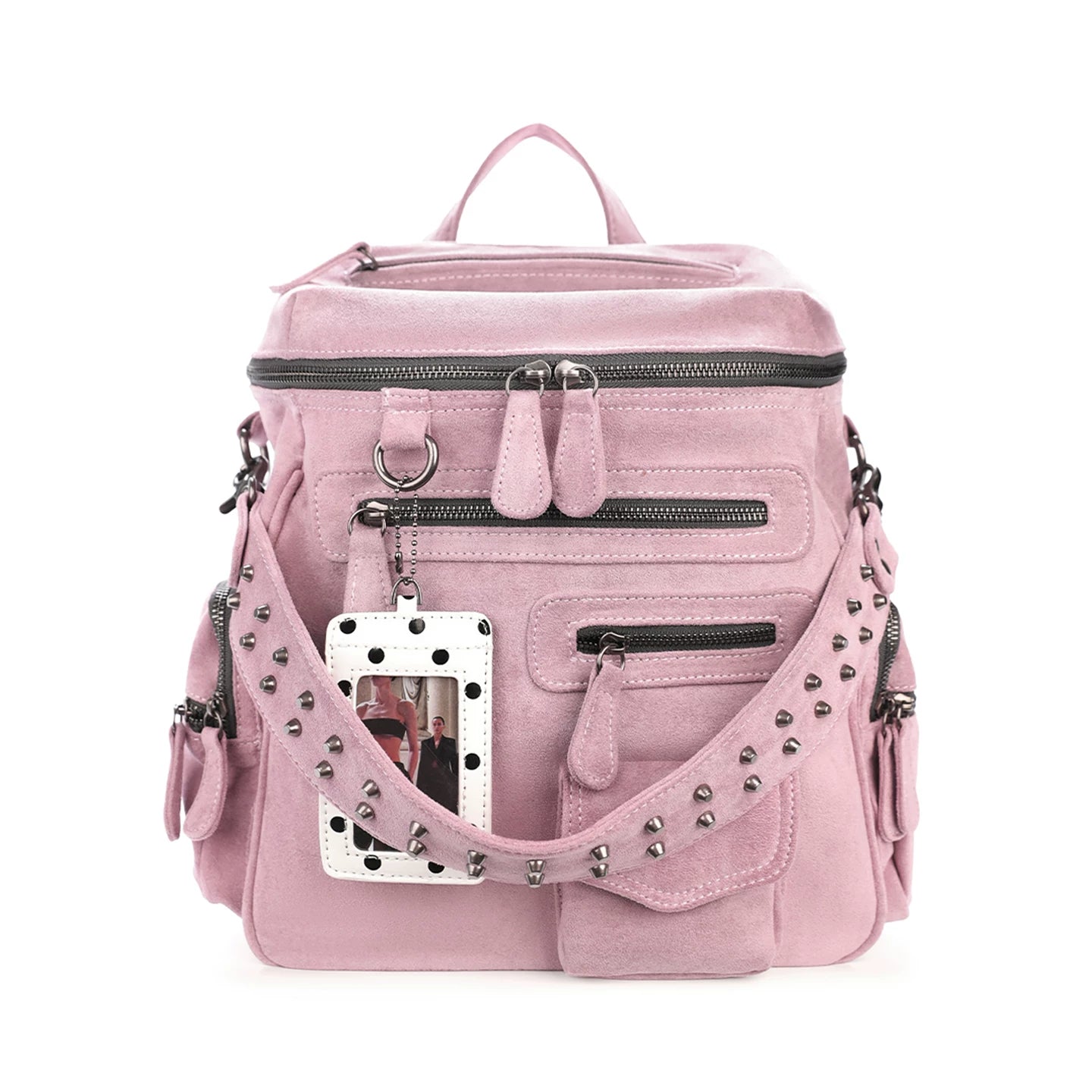 JANDRESS Faux Leather Zip-Top Single-Shoulder Backpack