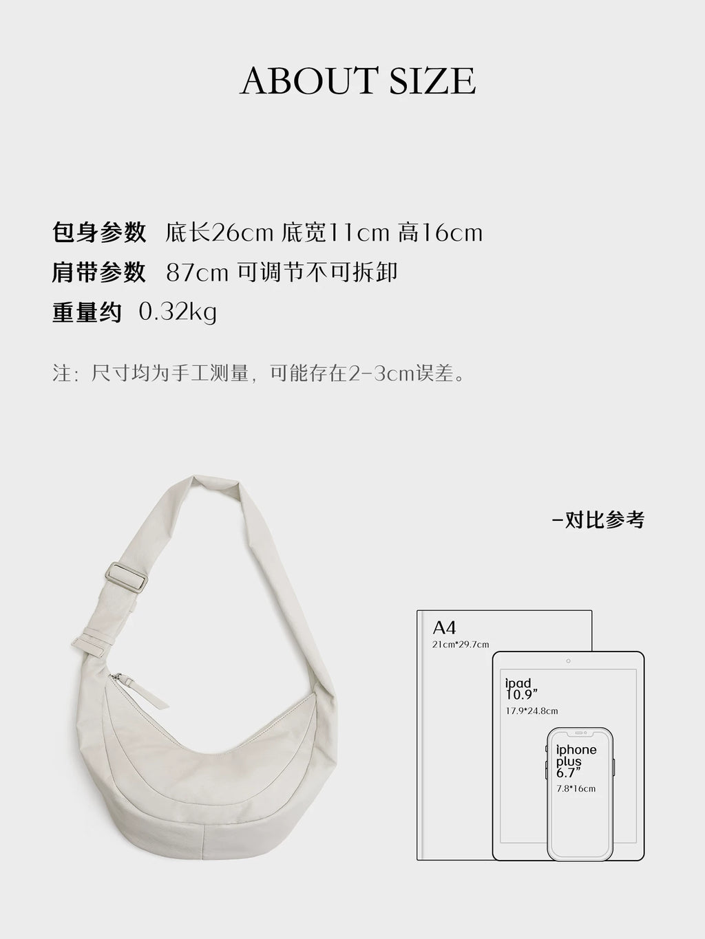 LOSEA White Faux Leather Zip Hobo Bag