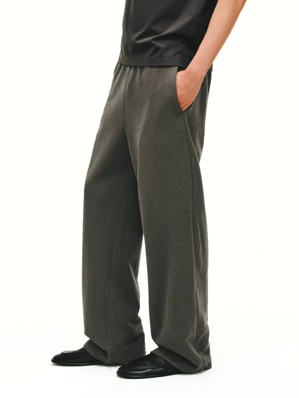 NONRADICAL High-End Linen-Texture Knit Curved Sweatpants