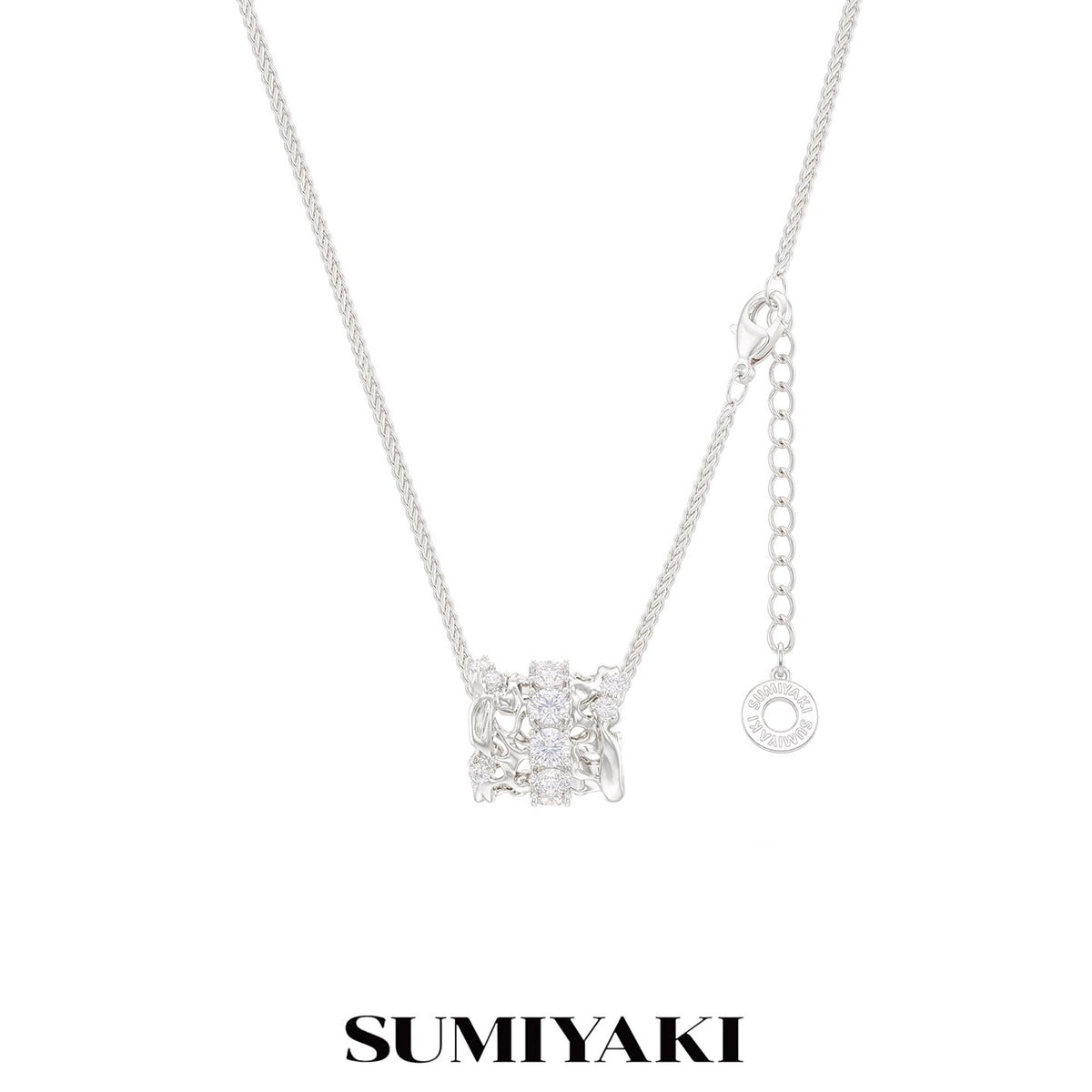 SUMIYAKI Diamond Pendant Rotating Bead Slider Necklace