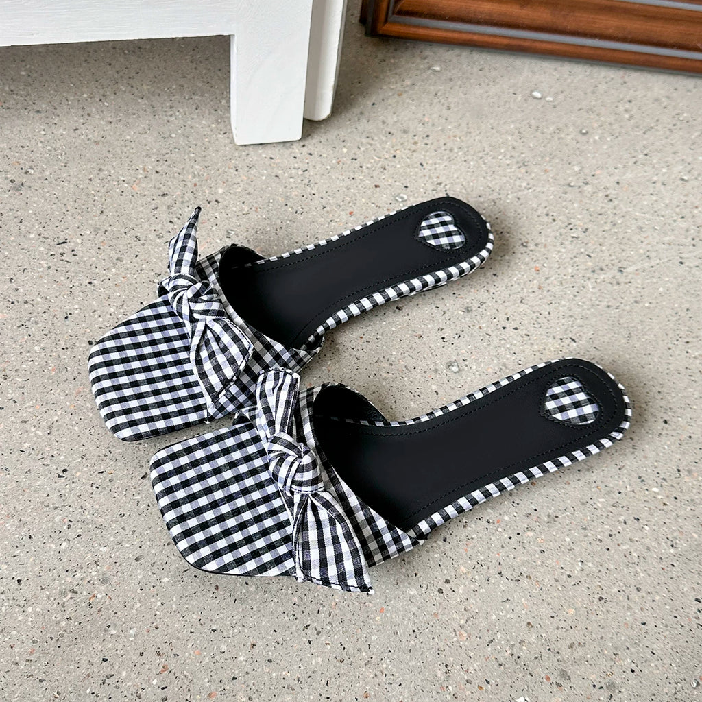 Lidaren Produced Open-Toe Square-Toe Bow Sandal