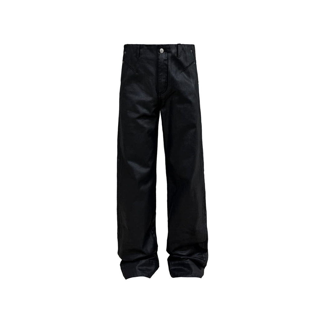 JCAESAR Black Wax Slim Straight Jeans