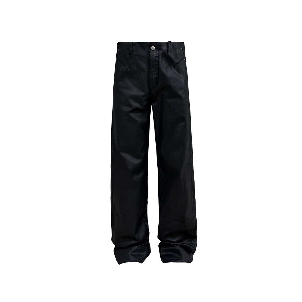 JCAESAR Black Wax Slim Straight Jeans