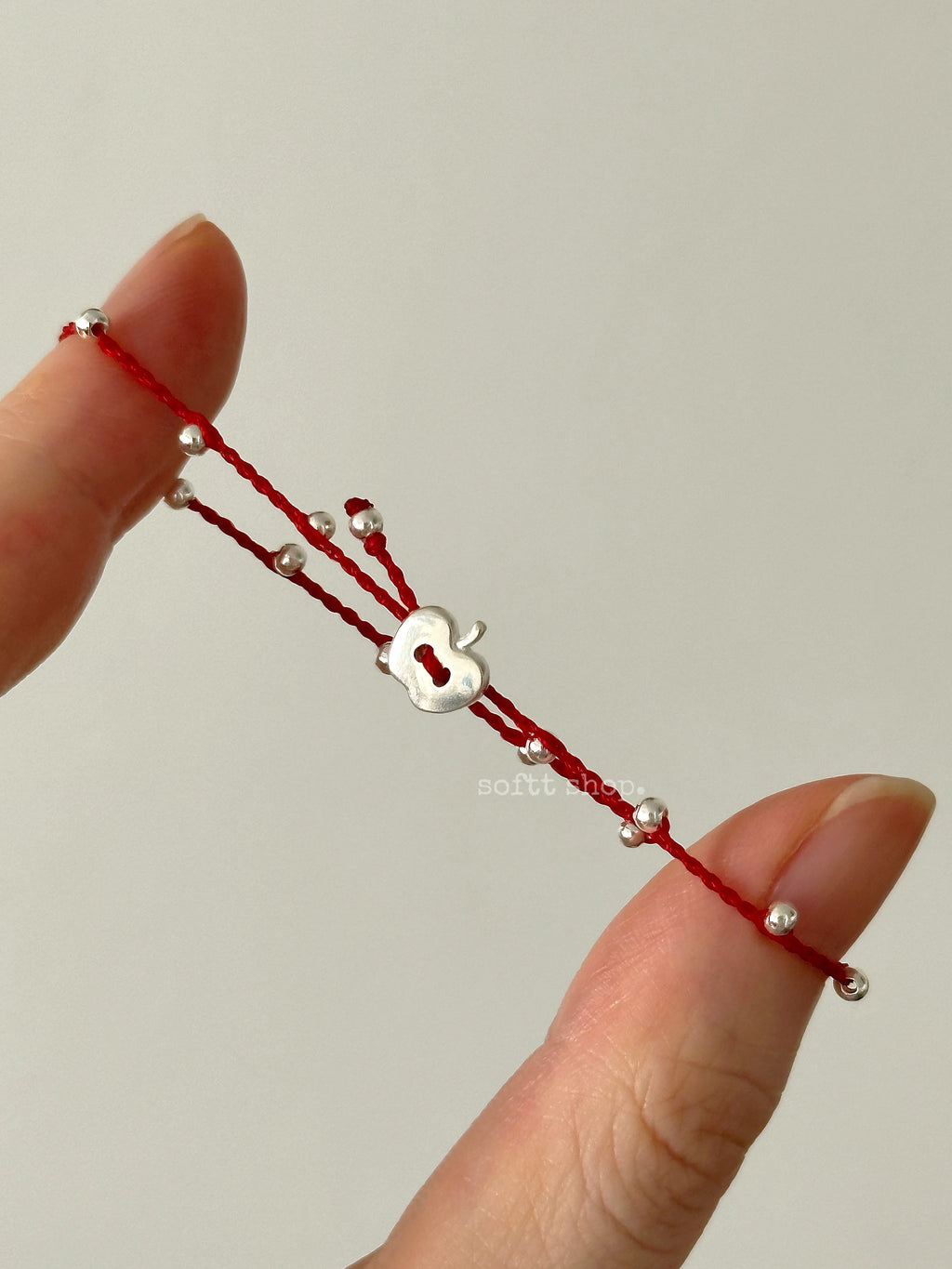 softt Sterling Silver Braided Apple Bead Bracelet