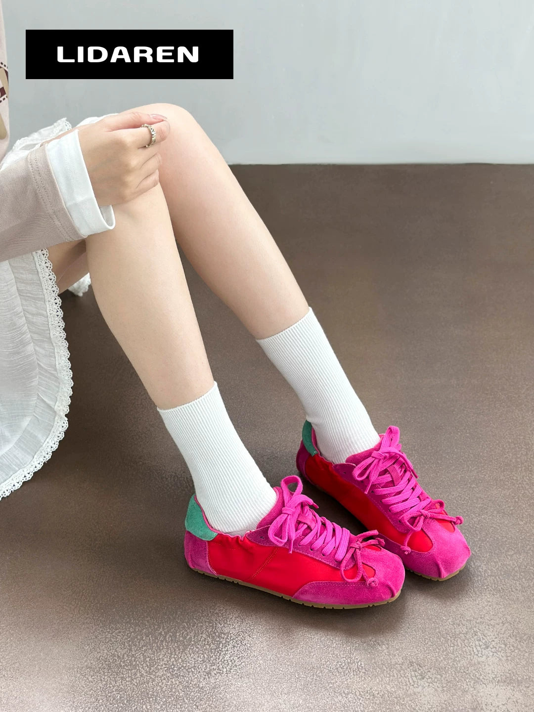 Lidaren Produced Suede Lace-Up Ballet Sneaker