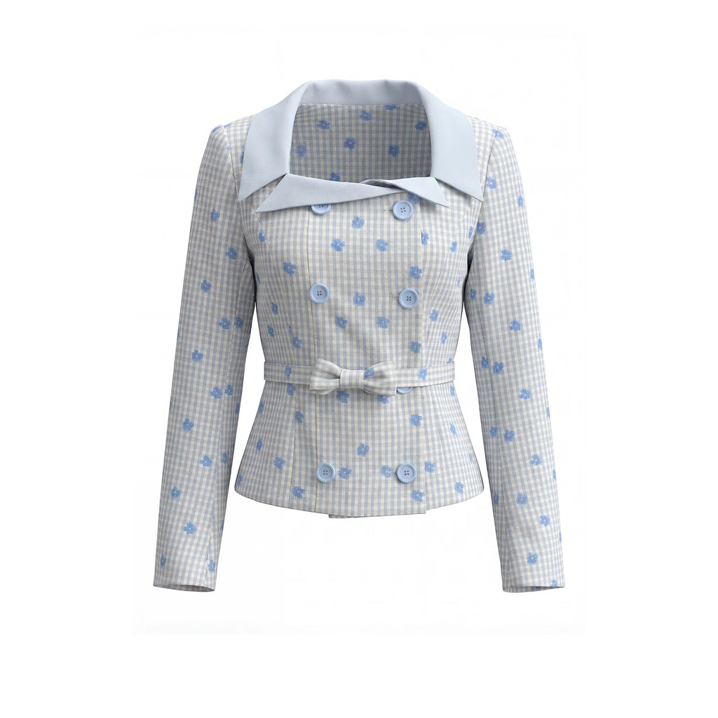 RRFIGHT Blue Floral Embroidered Two-Piece Set