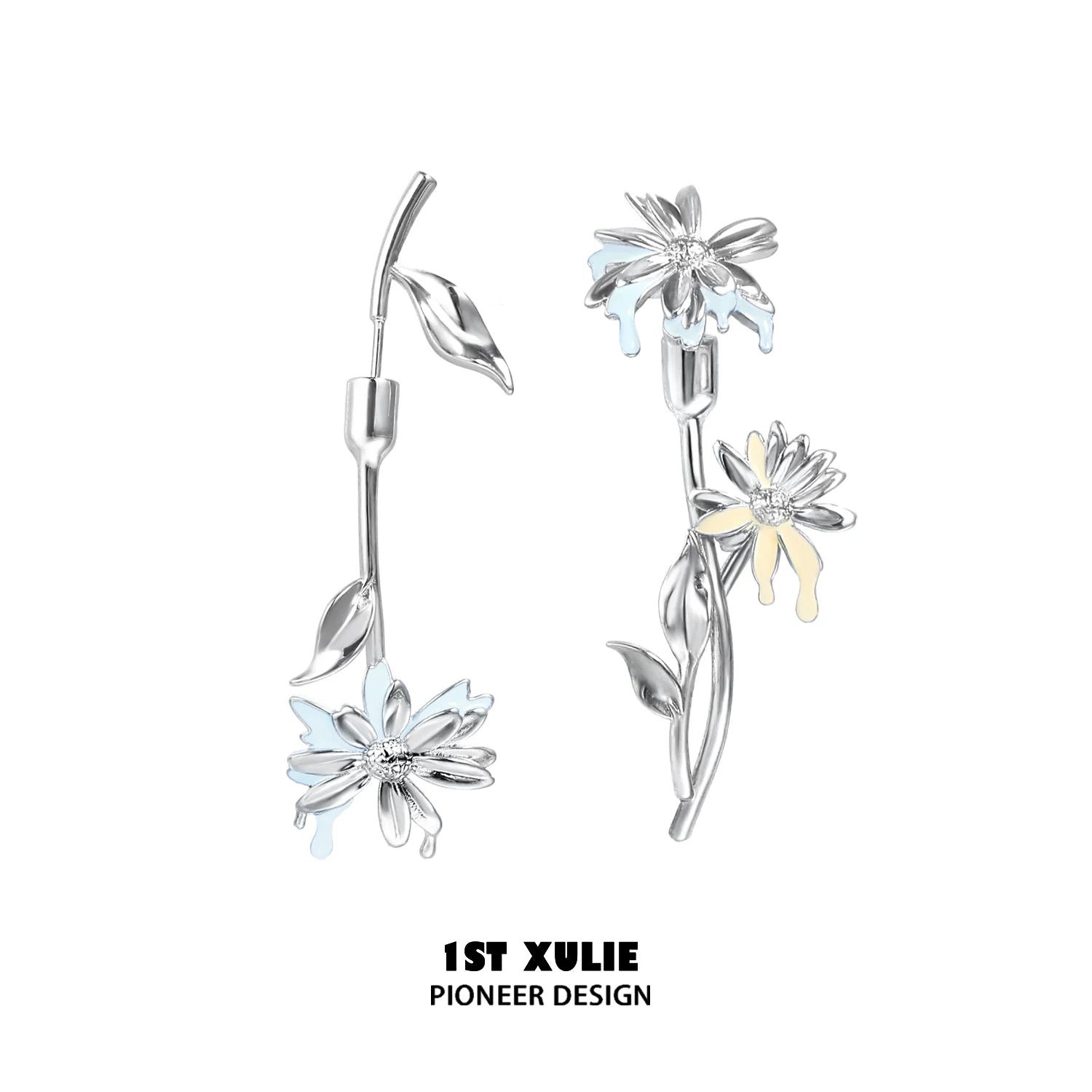 1ST XULIE Daisy Cubic Zirconia Gold-Plated Earrings