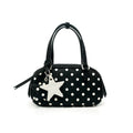 VFVF Brown Polka Dot Faux Leather Zip-Top Boston Bag
