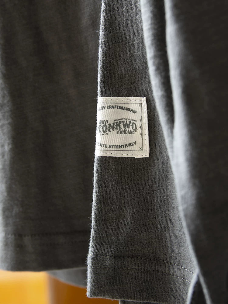 PrintAce Bamboo-Joint Cotton Breathable Loose-Fit Henley