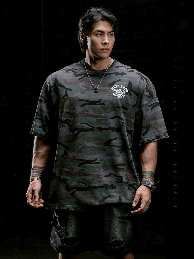 MuscleDog Venom Camo 100% Cotton Breathable Loose Tee