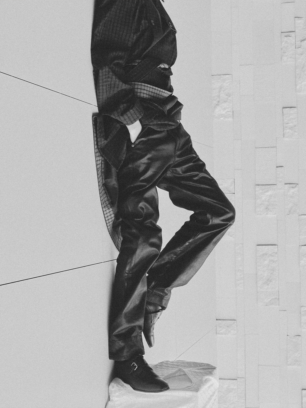 JCAESAR Black Wax Slim Straight Jeans