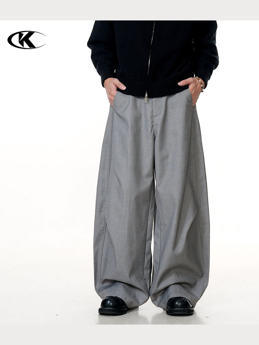 11KN Vintage Pleated Loose Straight Wide Leg Casual Pants