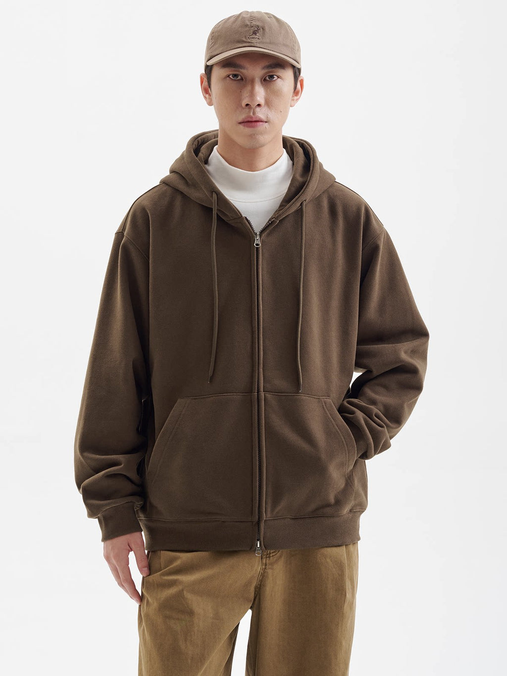 BUTTBILL 500g Warm Fleece-Lined Zip-Up Hoodie