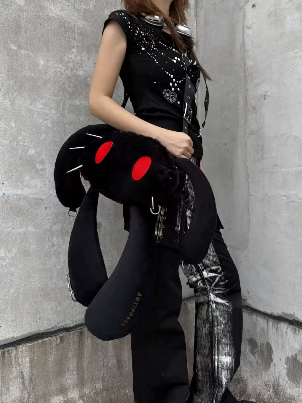 Antiphase Red Faux Leather Rabbit Crossbody - Zip Top