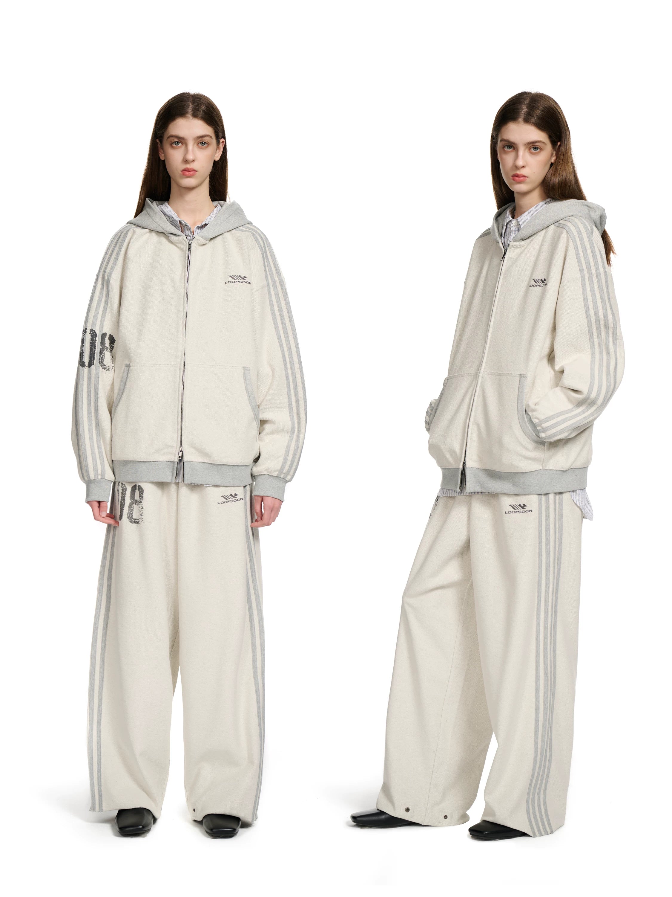 Loopsoon Four-bar Design Old Print Sports Suit