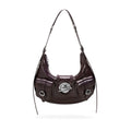 JELLY TOYBOY Brown Leather Croissant Crossbody Bag - Lock Closure