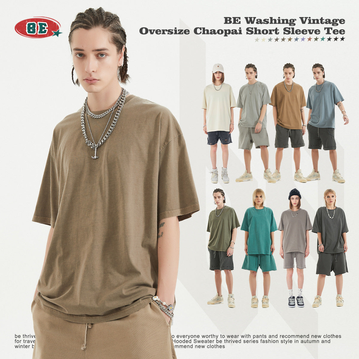 BE THRIVED Vintage Washed 220g Breathable Loose-Fit Tee