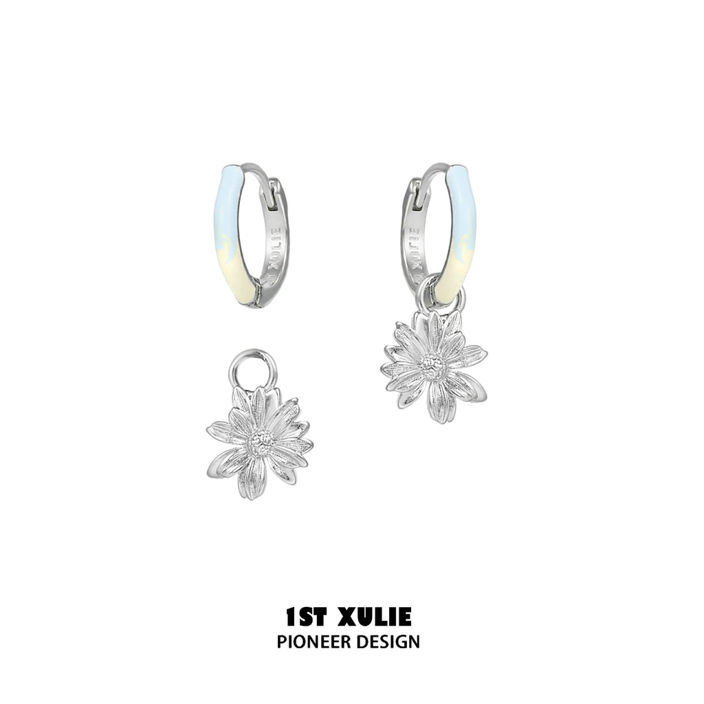 1ST XULIE Daisy Stud Earrings - Detachable Hypoallergenic Silver Pin