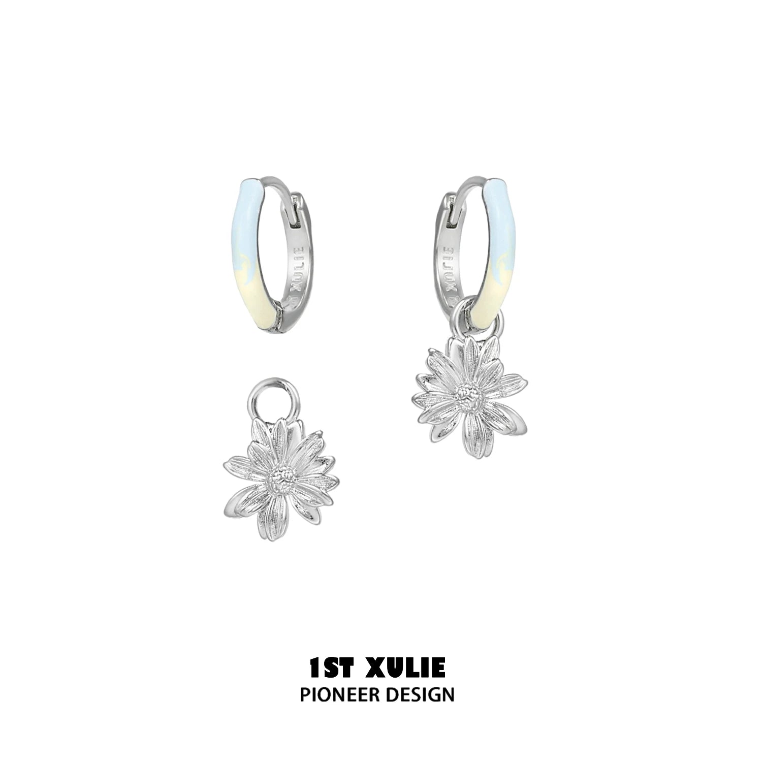 1ST XULIE Daisy Stud Earrings - Detachable Hypoallergenic Silver Pin
