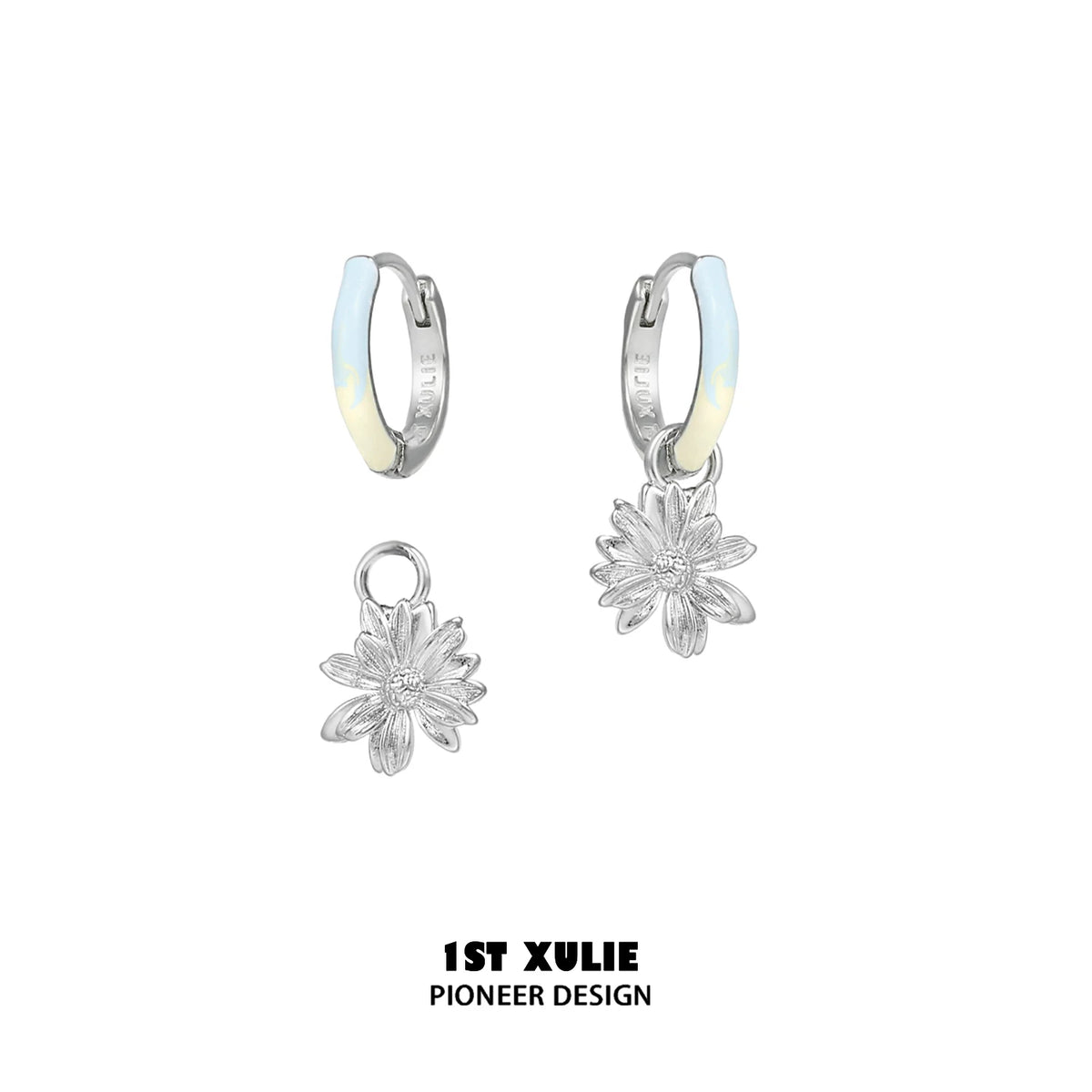 1ST XULIE Daisy Stud Earrings Silver Needle Detachable