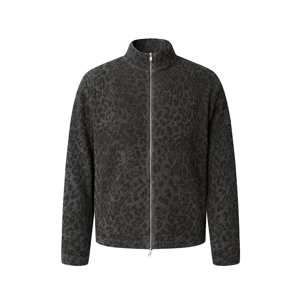 DIMC Leopard Print Double Pull-head Knitted Versatile Jacket