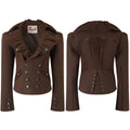 FayChui Brown Lace-Up Waist Slim Fit Suit Jacket