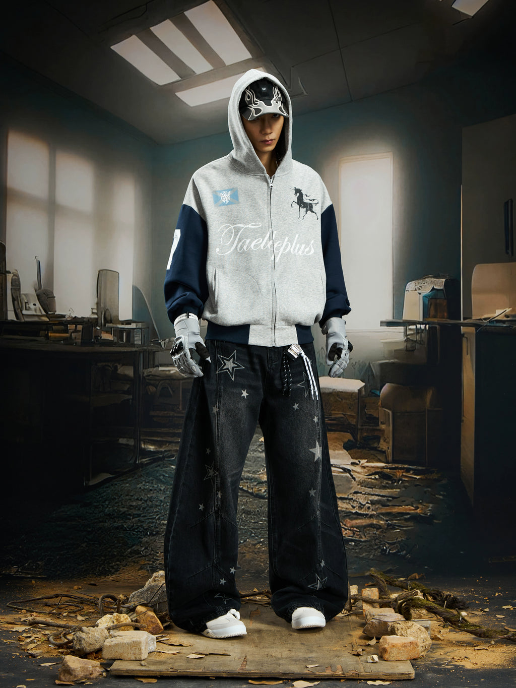 NOMANIAI Versatile Contrasting Color Stitching To Make Old Printed Jackets