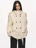 Anna Aneae Stand-up Collar Strap-on Tooling Trench Coat