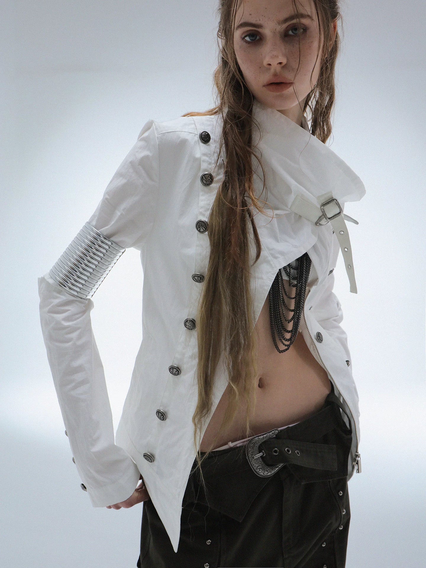 DoublePunch High-neck Vintage Metal Buckle Padded Thickened Jacket