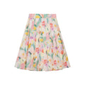 Yawhat Cotton Floral Pleated A-Line Midi Skirt